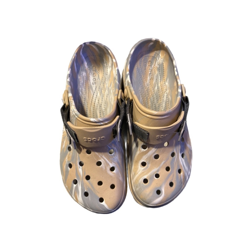 CROCS Tan and Gray Loafers